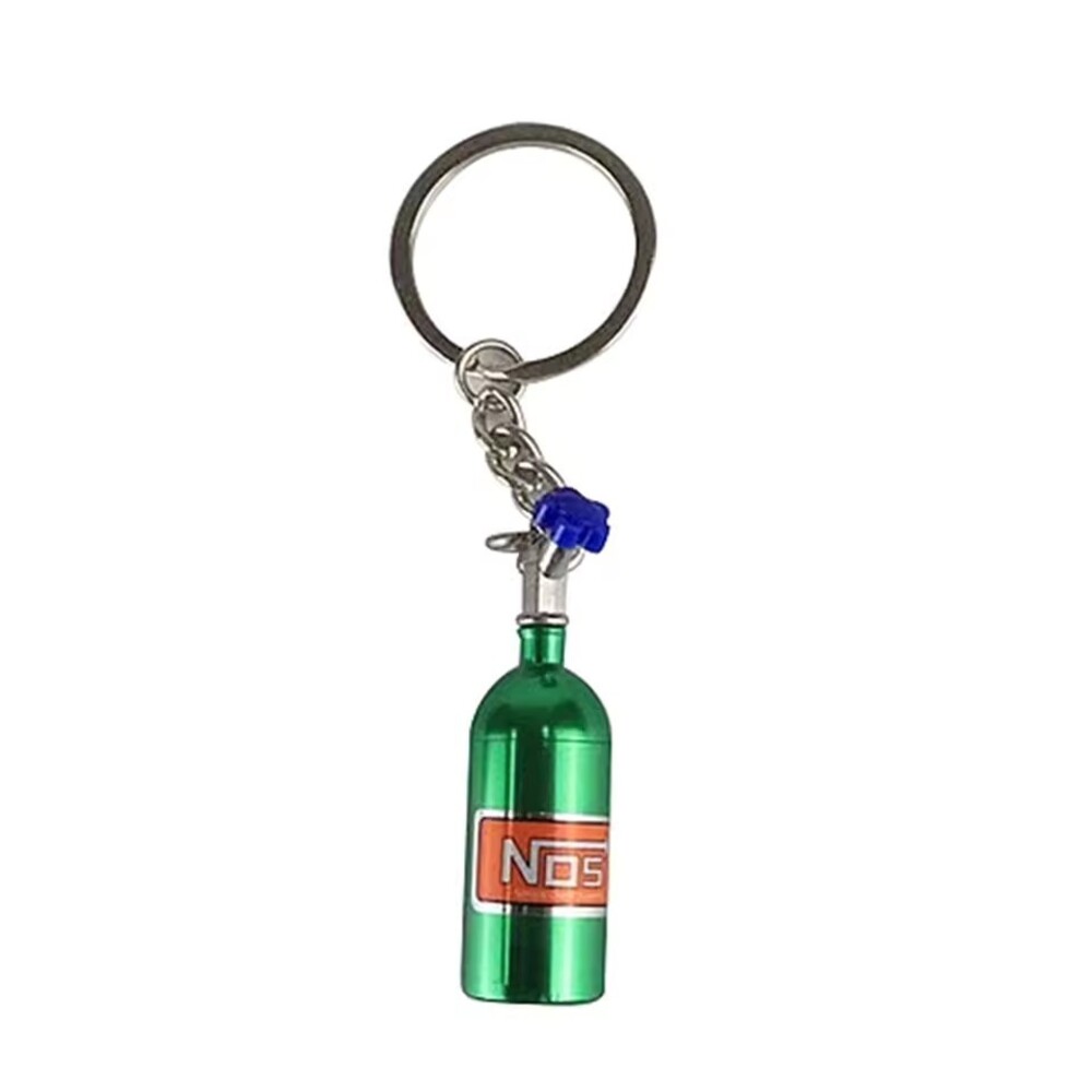 Simulation Nitrous Oxides Bottle Shape Keychain Key Holder Aluminum Alloy Green